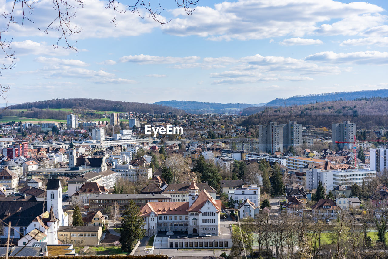 View from brugg to windisch with stapferschulhaus in front