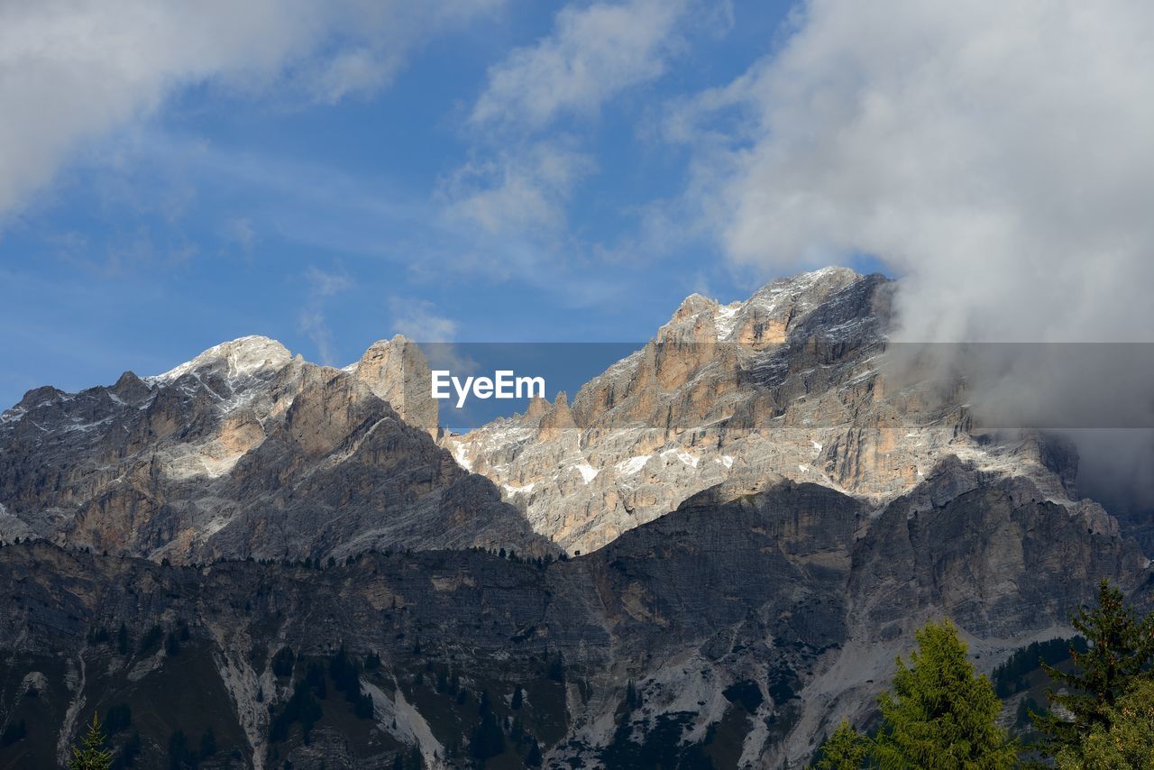 PANORAMIC VIEW OF MOUNTAIN RANGE AGAINST SKY