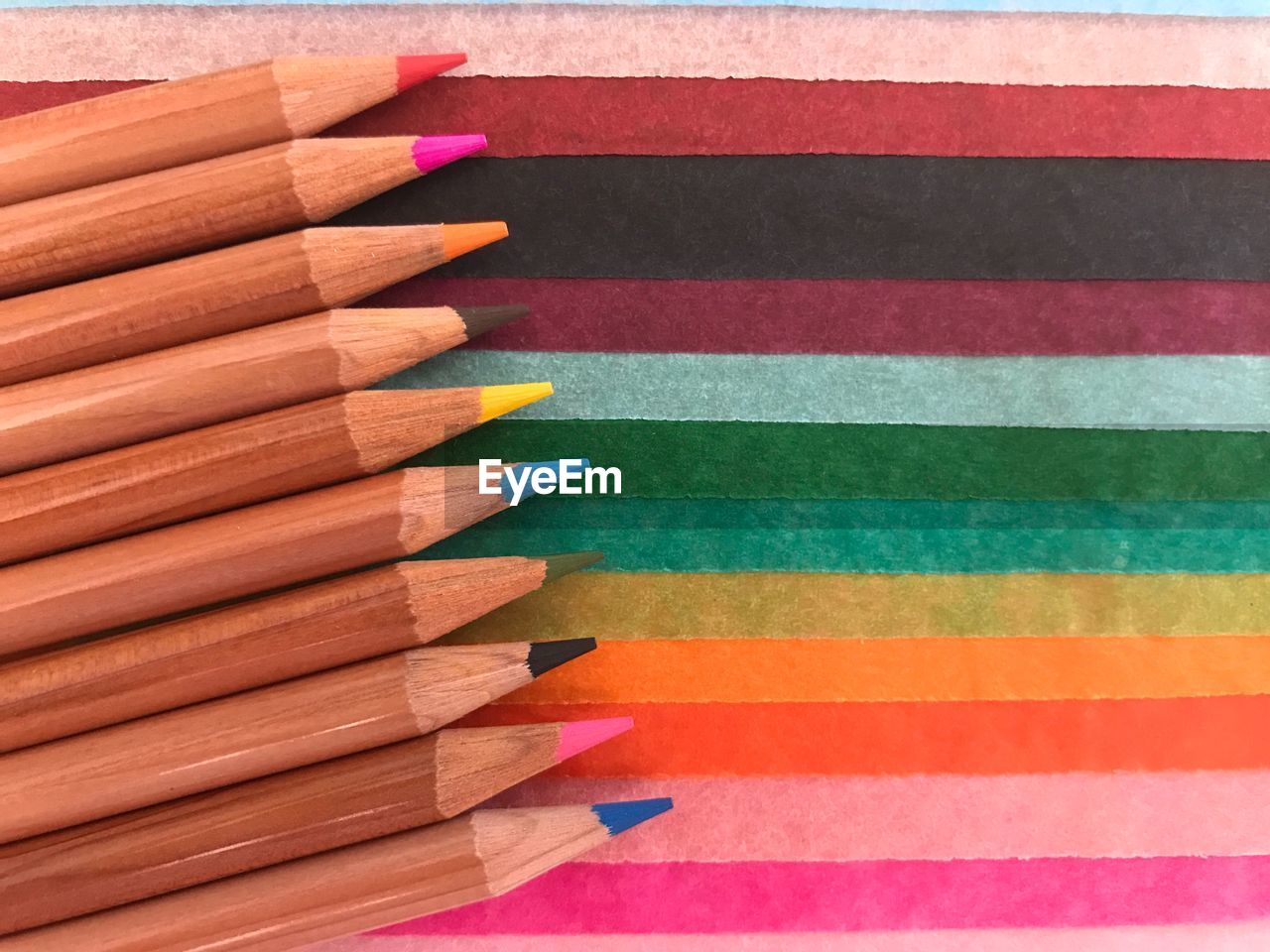 Directly above shot of multi colored pencils