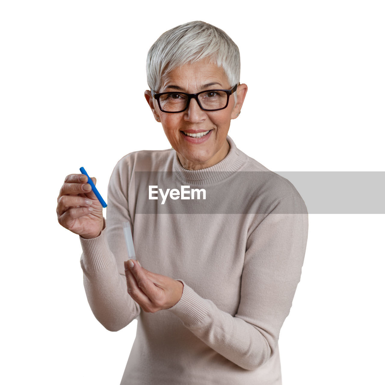 eyeglasses, white background, one person, smiling, finger, studio shot, glasses, adult, cut out, portrait, happiness, hand, indoors, emotion, looking at camera, person, waist up, casual clothing, men, senior adult, cheerful, standing, positive emotion, front view, gray hair, relaxation, mature adult, seniors, clothing, lifestyles, t-shirt, arm, human face, smile, teeth, copy space, sleeve