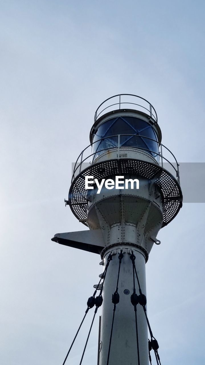 sky, tower, architecture, built structure, low angle view, technology, blue, nature, security, no people, protection, day, surveillance, outdoors, lighthouse, communications tower, building exterior, observation point, communication, observation tower, water tower, clear sky, cloud