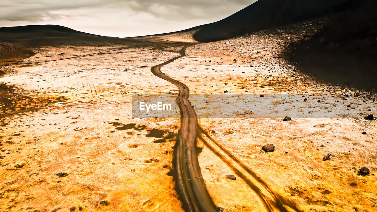 High angle view of empty road,volcanoes-nationalpark, usa, hawaii