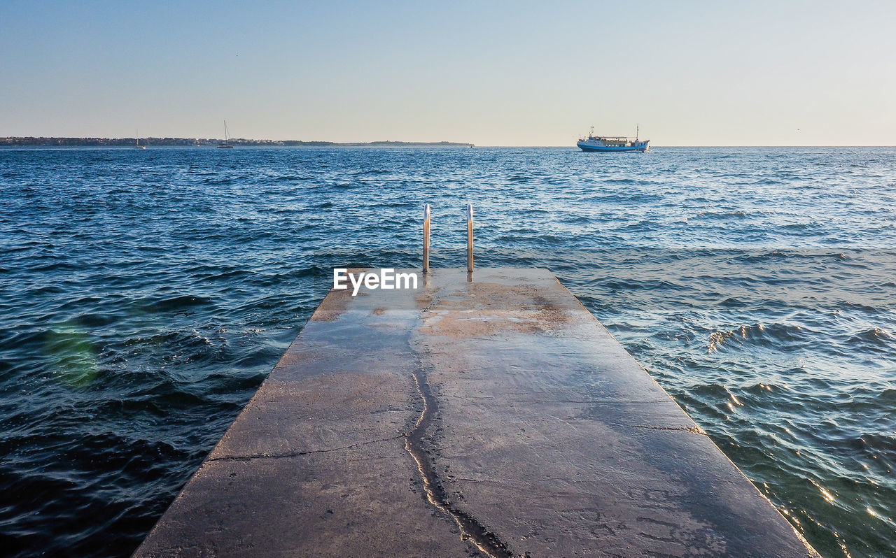 Scenic view of sea against clear sky