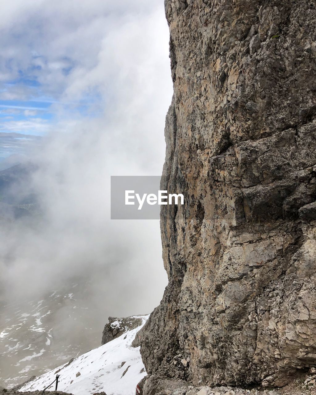 Rock formation during foggy weather