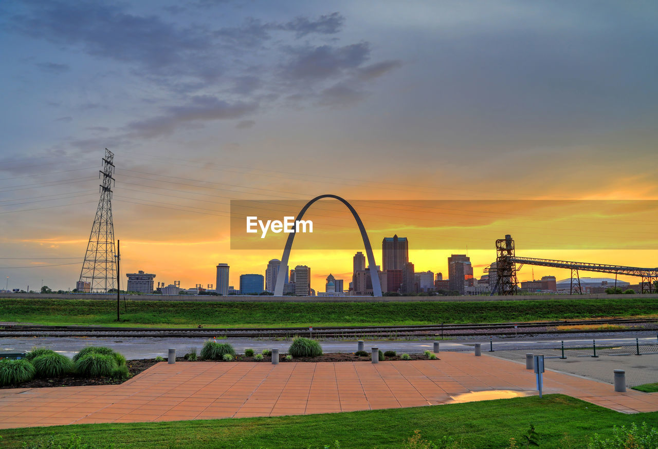 View of cityscape against sky during sunset