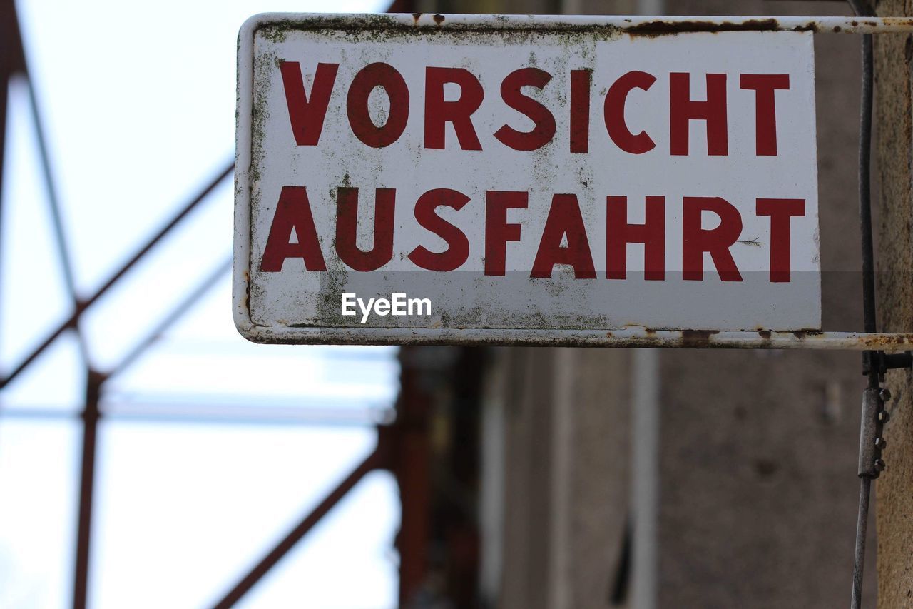 Close-up of road sign