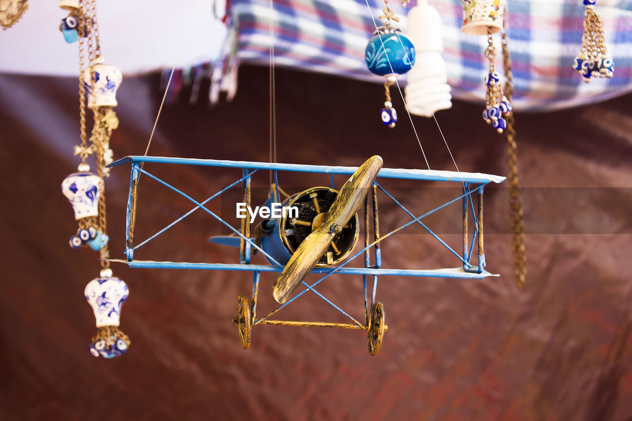 Close-up of model airplane at home