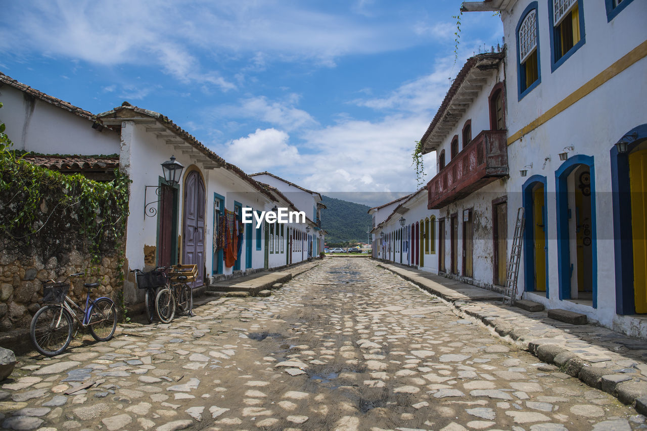 Street scene in the colonial town of paraty in brazil