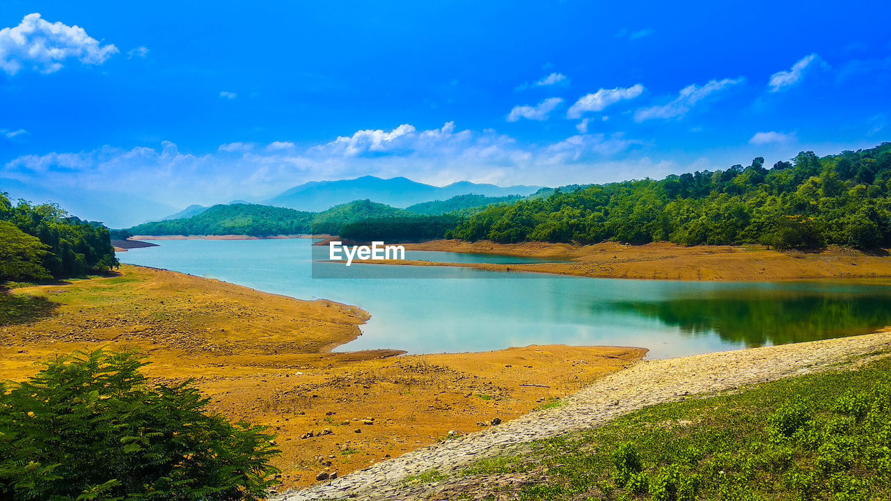 Scenic view of lake against sky