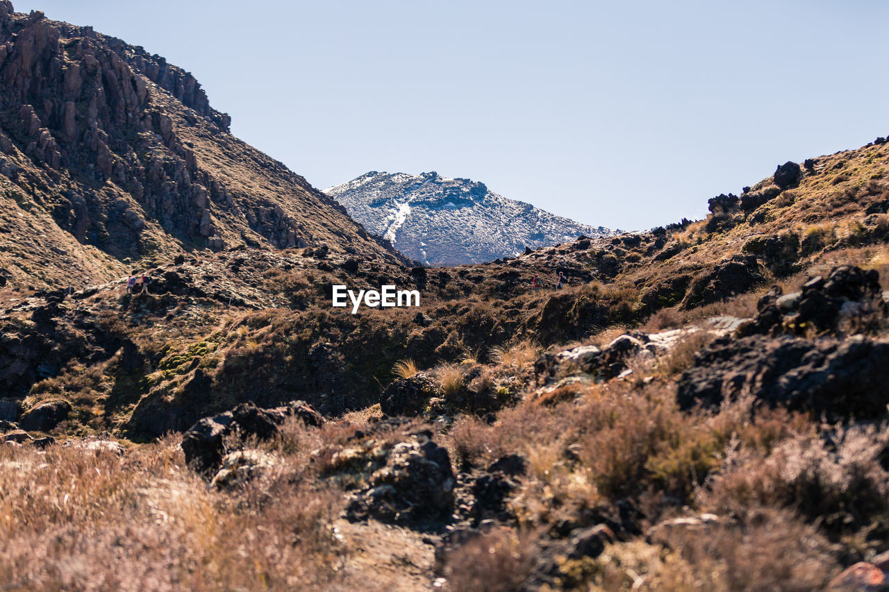 Low angle view of mountain against clear sky
