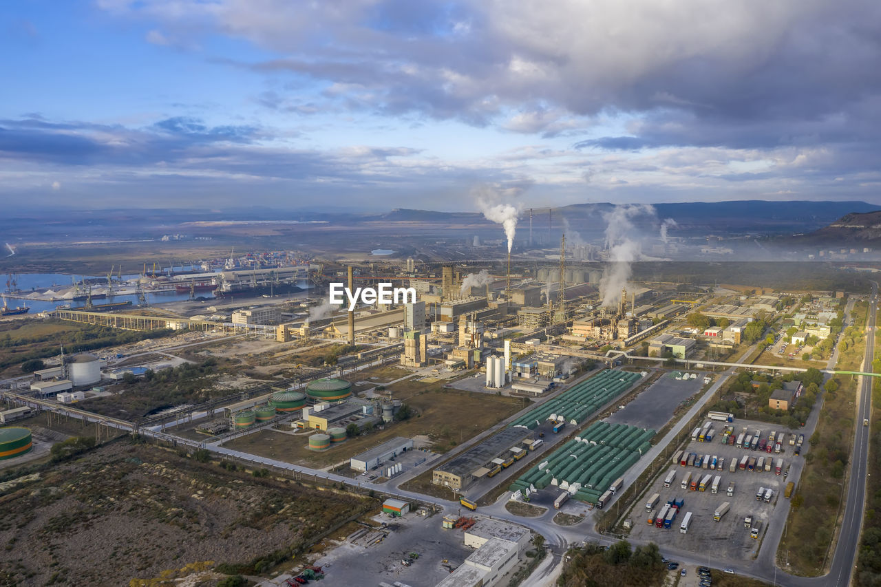 Amazing aerial view of an industrial zone.