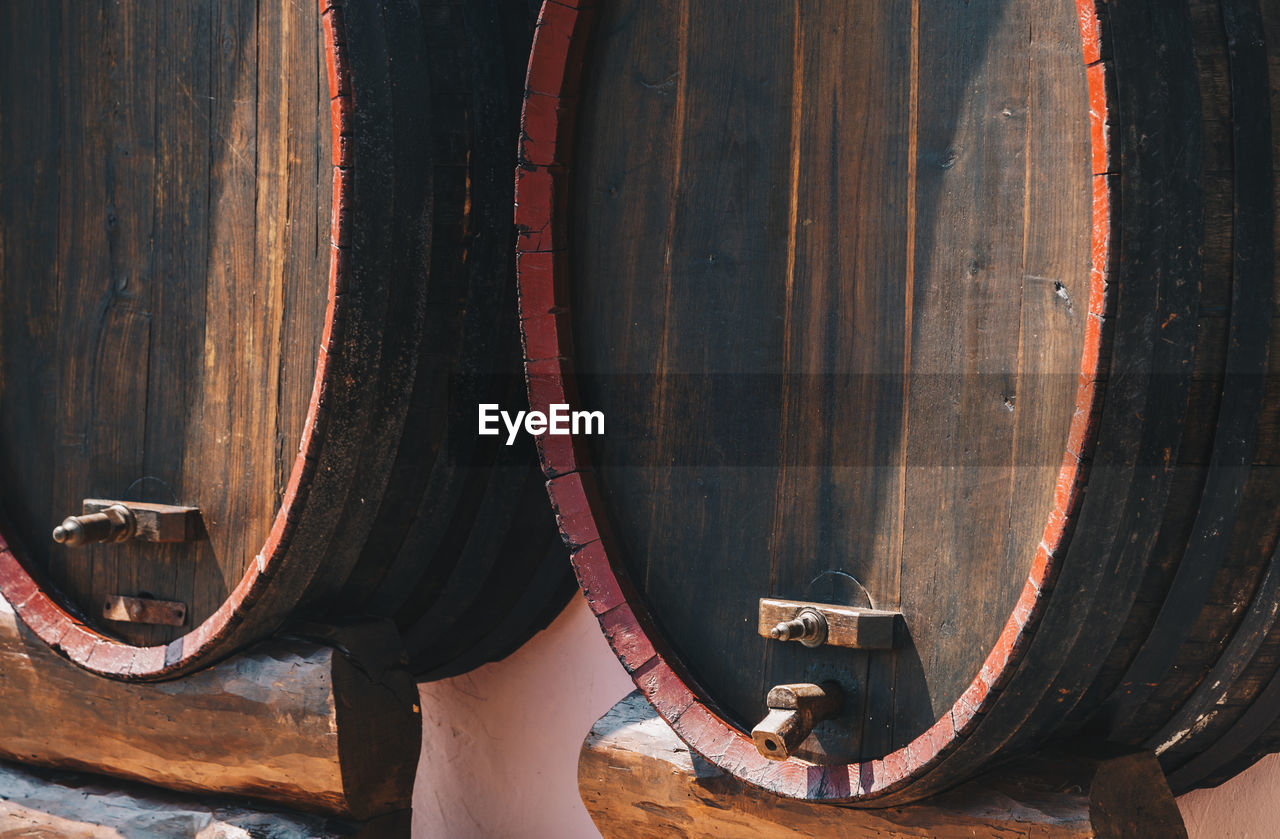 Close-up of barrels