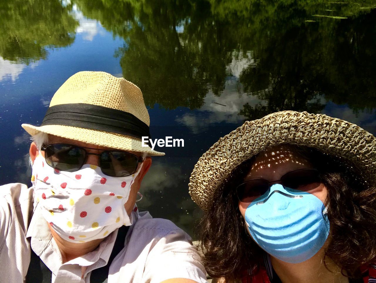 Couple wearing masks