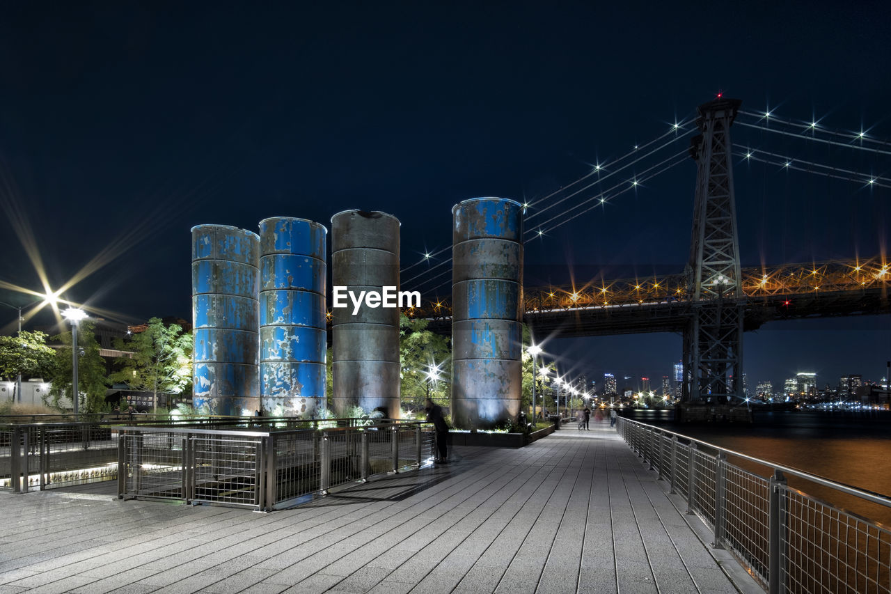 BRIDGE OVER RIVER AT NIGHT