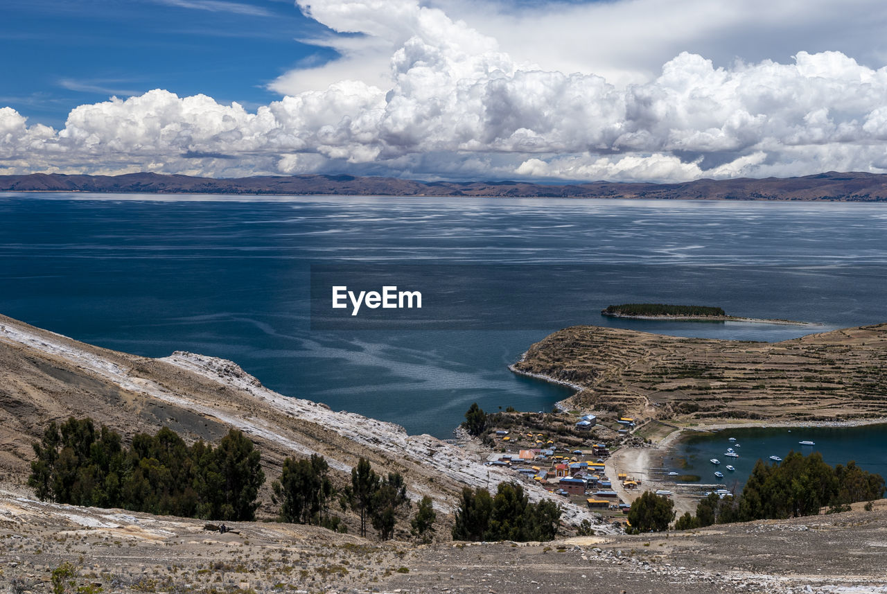 Scenic view of sea against cloudy sky