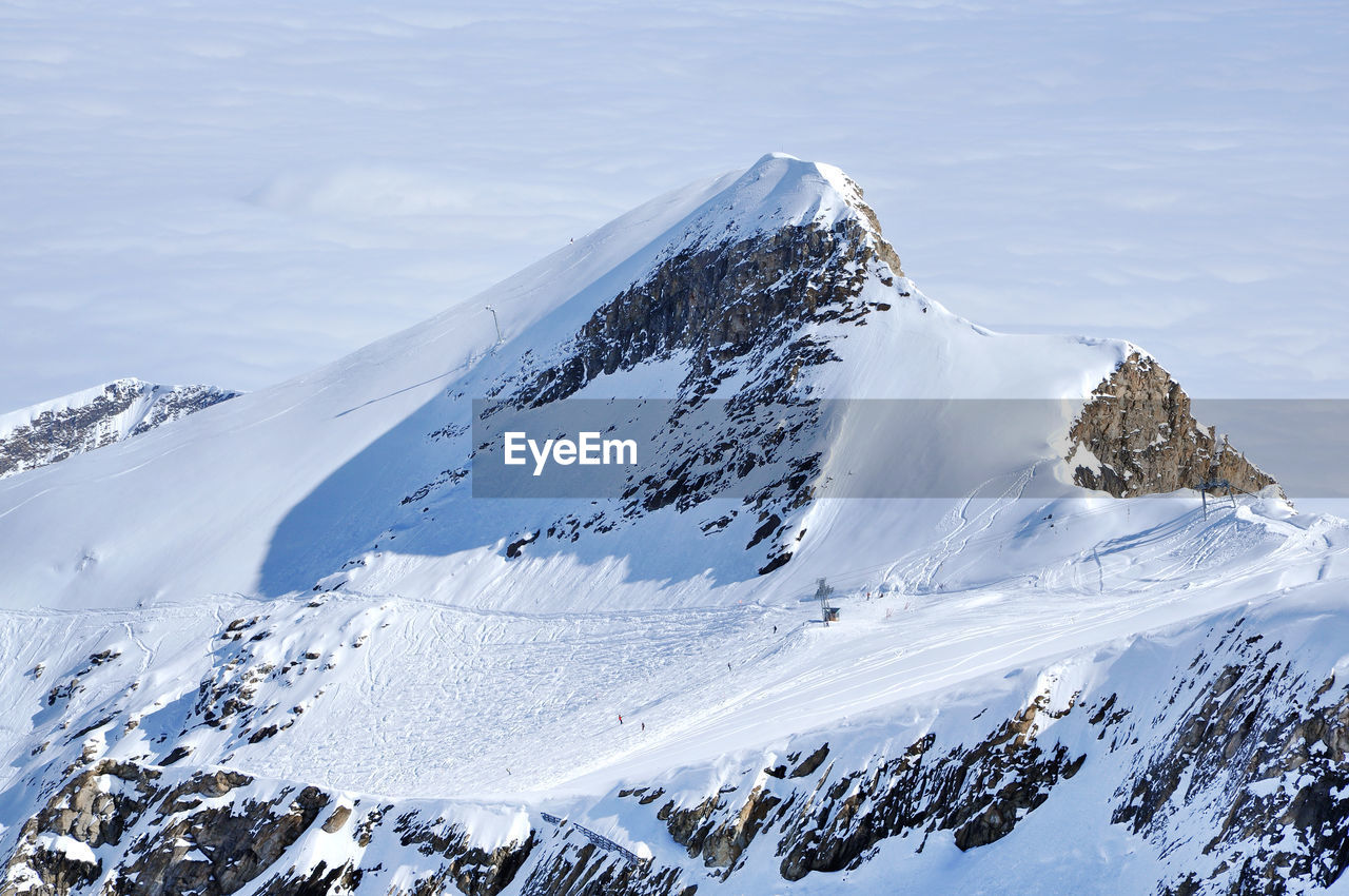 Alpine ski piste and slopes in the alps