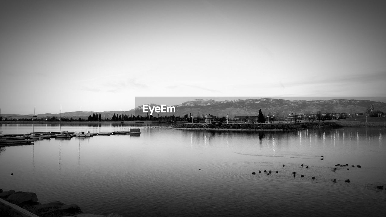 Scenic view of lake against sky