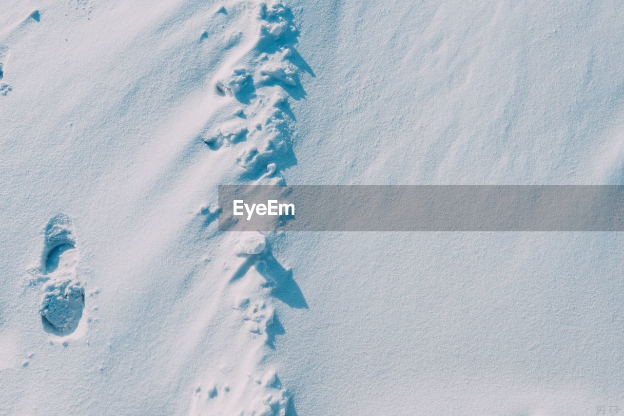 HIGH ANGLE VIEW OF FROZEN LANDSCAPE