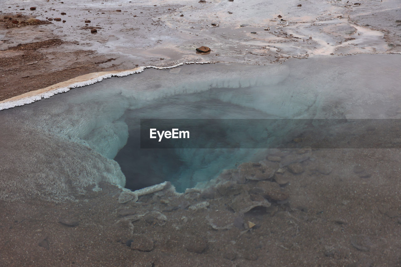 High angle view of geothermal hot spring pool