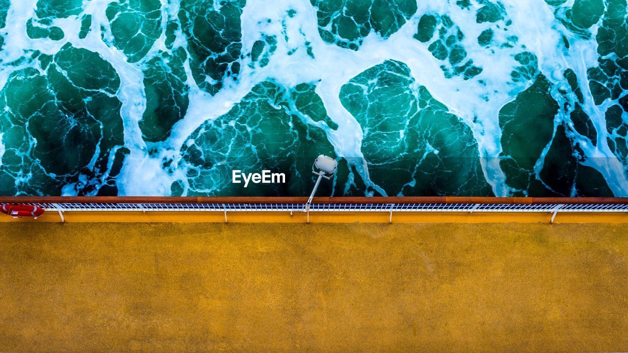 High angle view of ship over sea