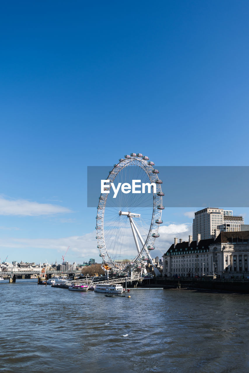 View of the london eye and the thames river