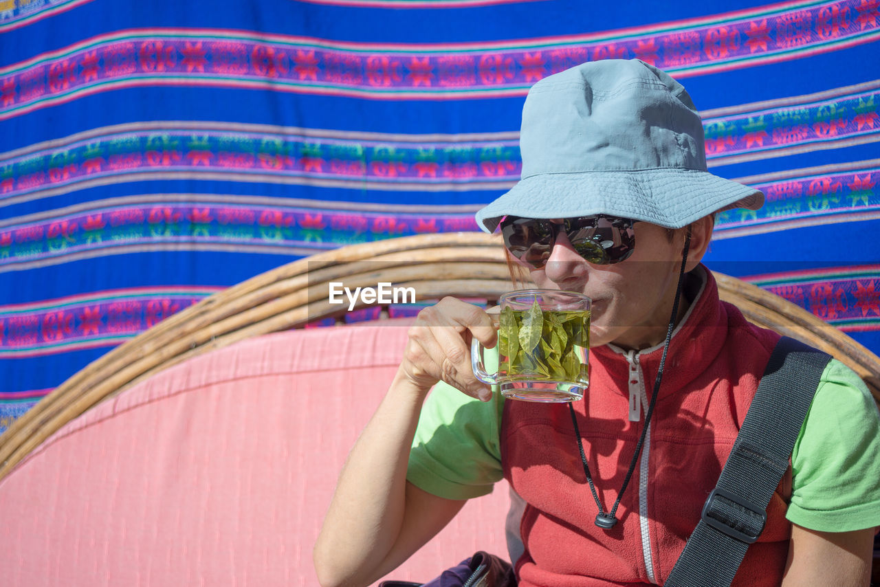 Close-up of a woman having refreshment