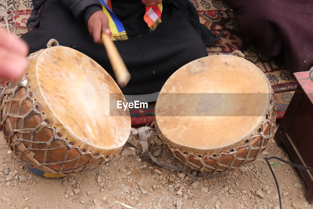 Ladakhi local musician drummer 