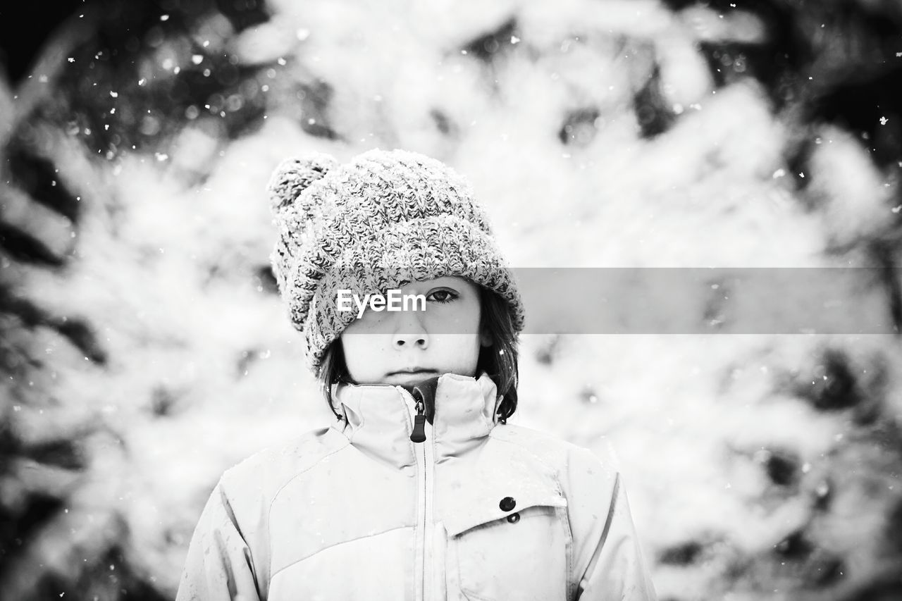 Portrait of boy in winter