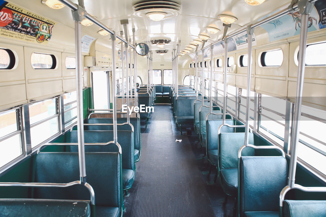 Interior of empty tram