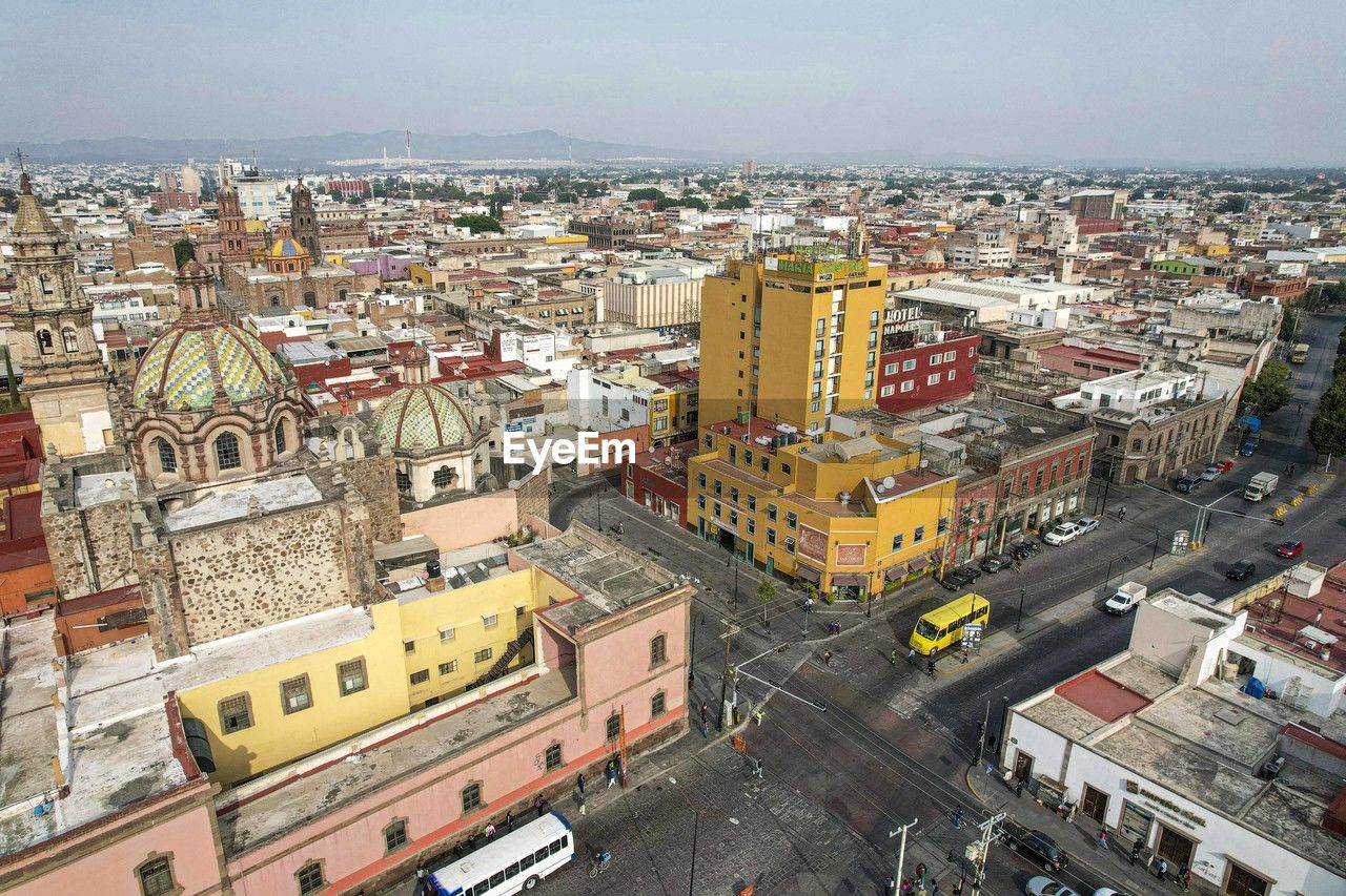 high angle view of cityscape against sky