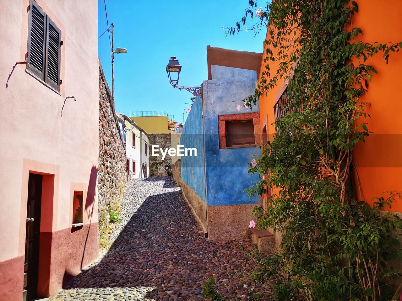 Backstreets of the colourful town of bosa in sardinia, italy
