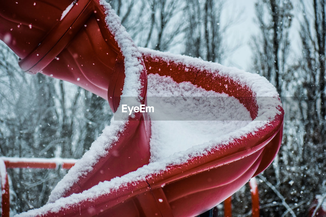 Slide covered with snowflakes 