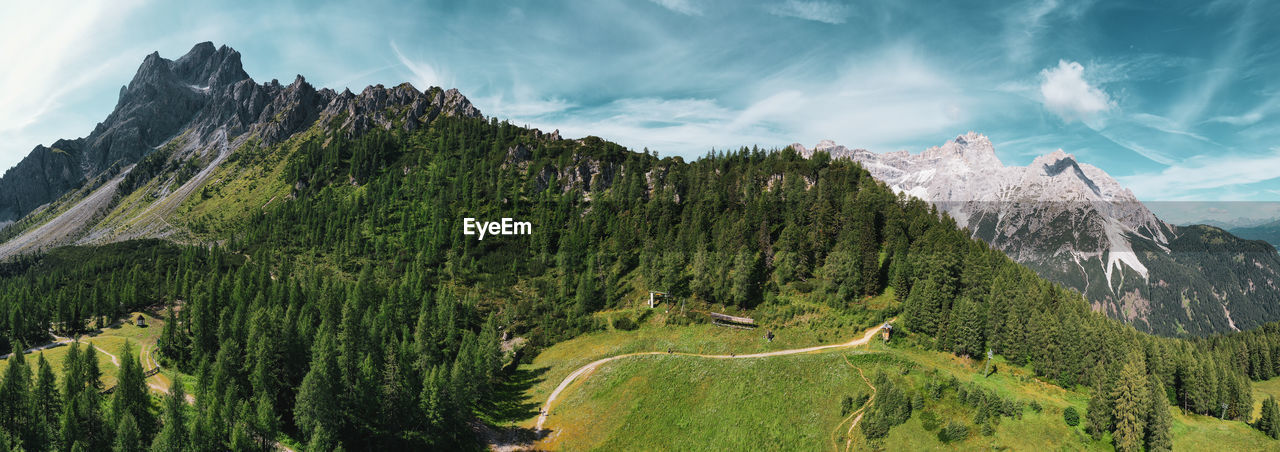 Panoramic view of landscape and mountains against sky