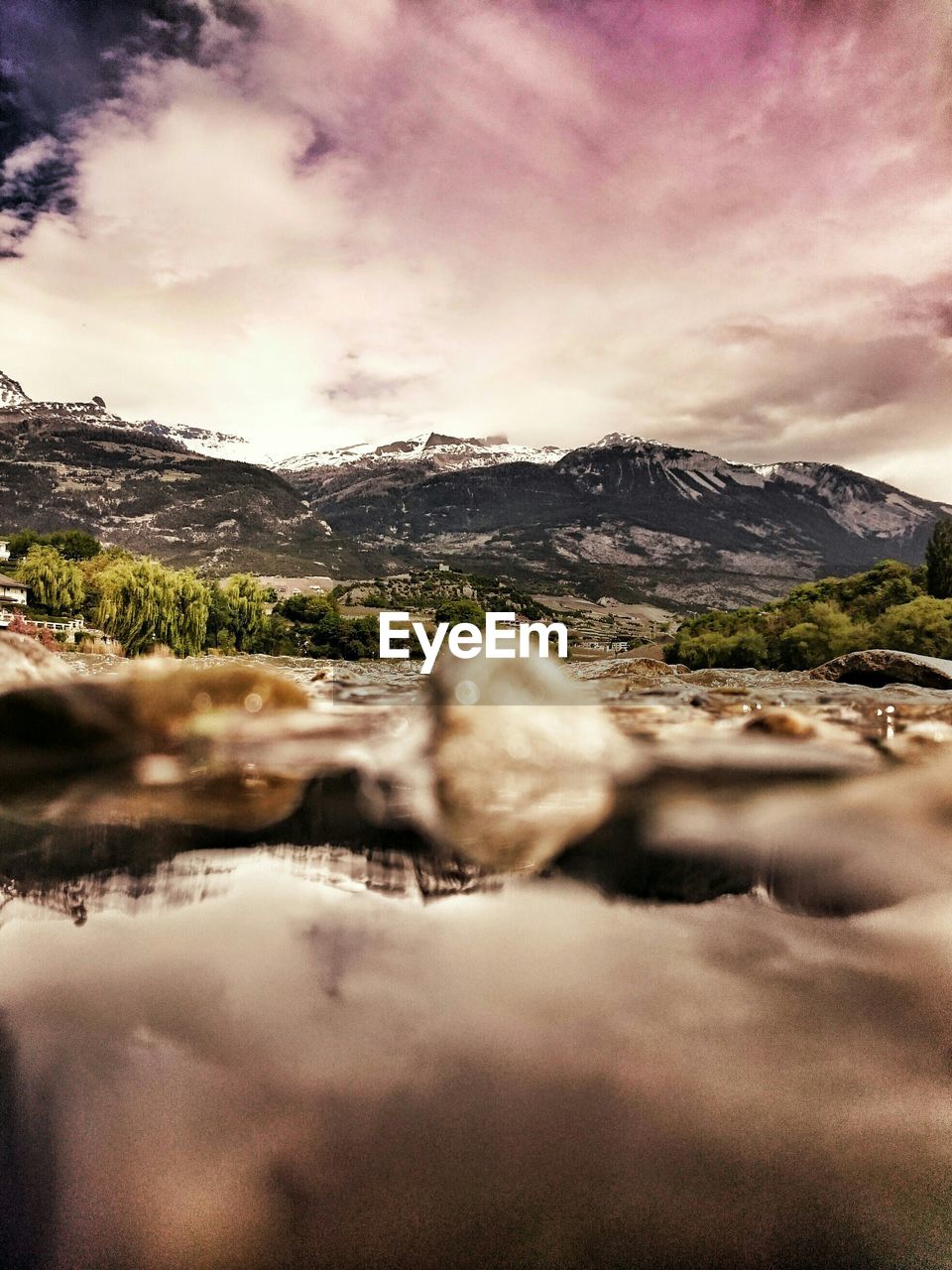 Stream with mountain in background