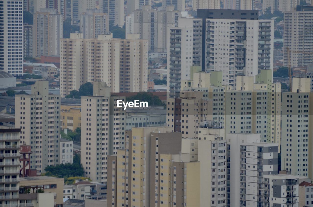 High angle view of buildings in city