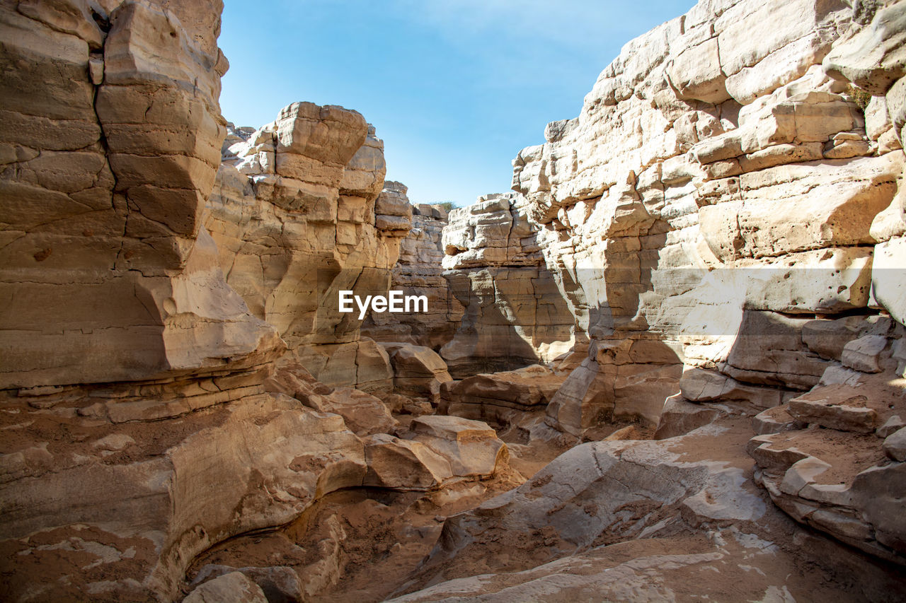 Low angle view of rock formations