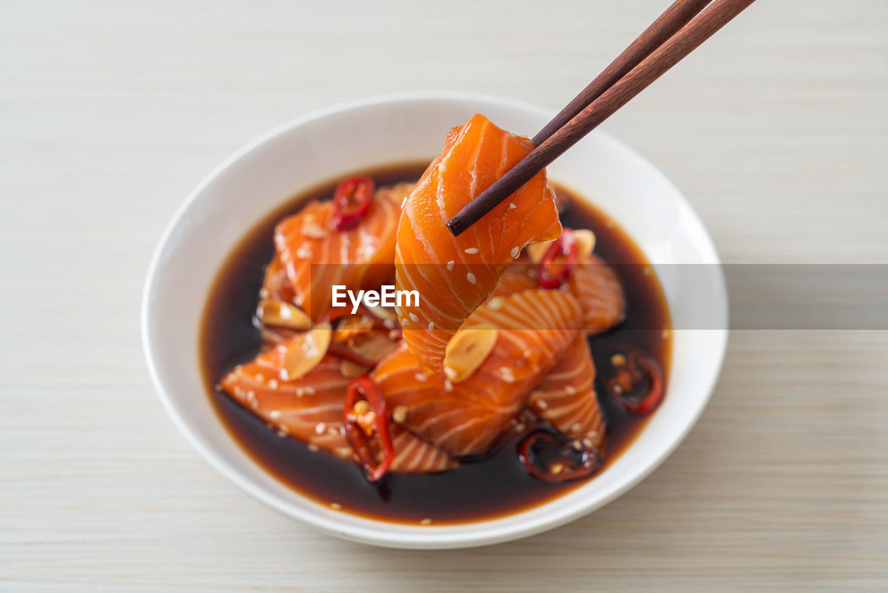 high angle view of food in bowl