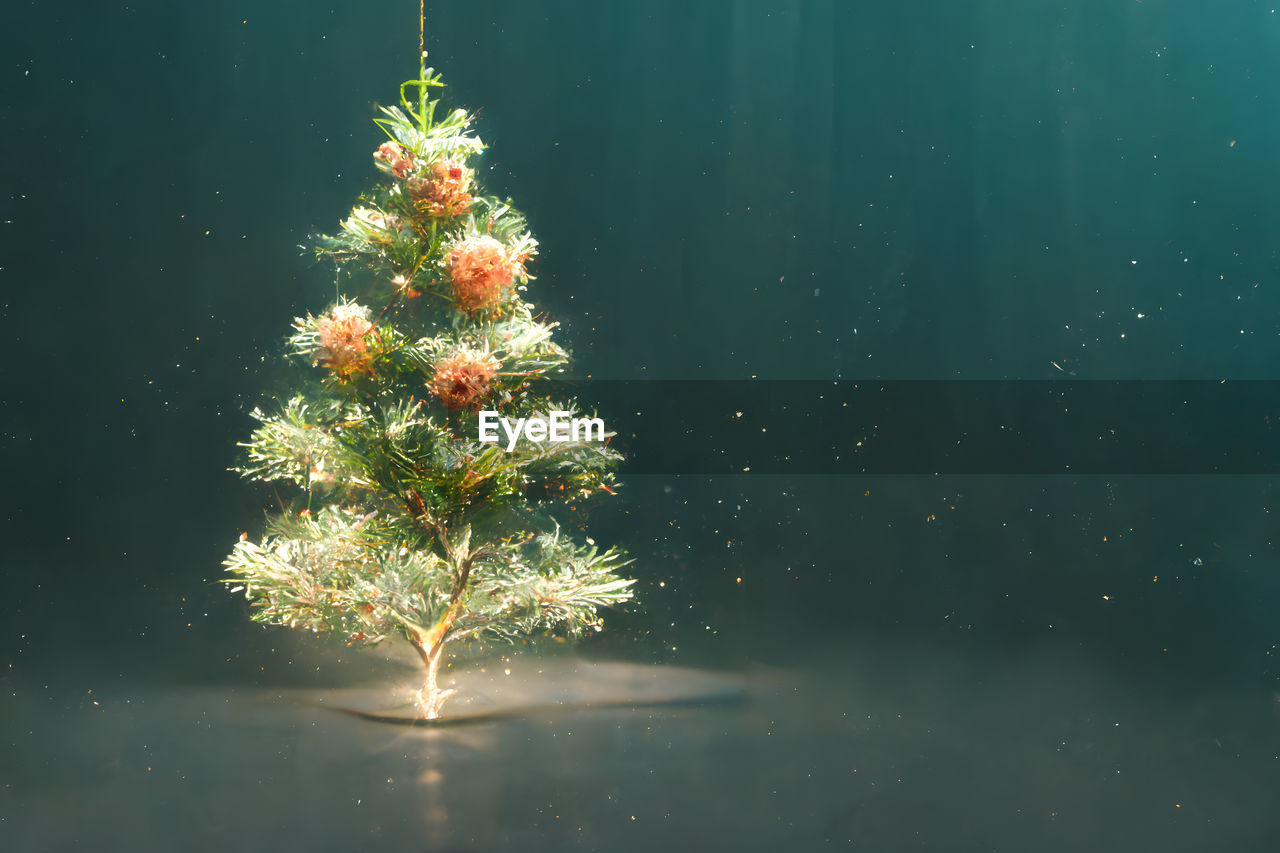 Christmas tree on gray backgound, neural network generated art