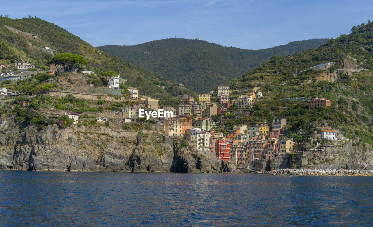 Scenery around riomaggiore, a village at a coastal area named cinque terre in liguria