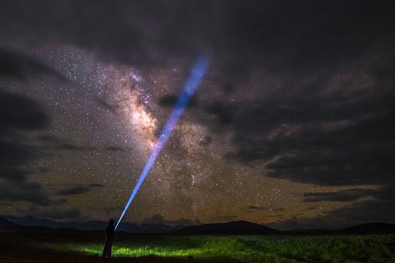 Lightning in sky at night