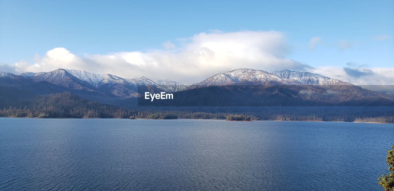 SCENIC VIEW OF LAKE AND SNOWCAPPED MOUNTAINS AGAINST SKY