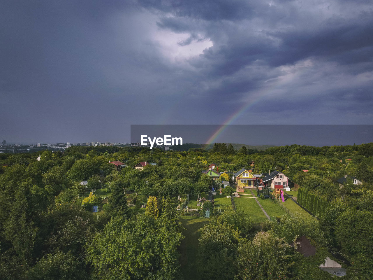 SCENIC VIEW OF RAINBOW OVER BUILDING