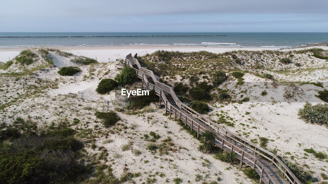 High angle view of beach against sky