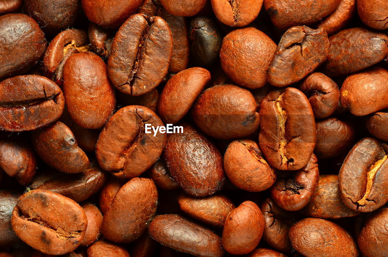 Full frame shot of roasted coffee beans