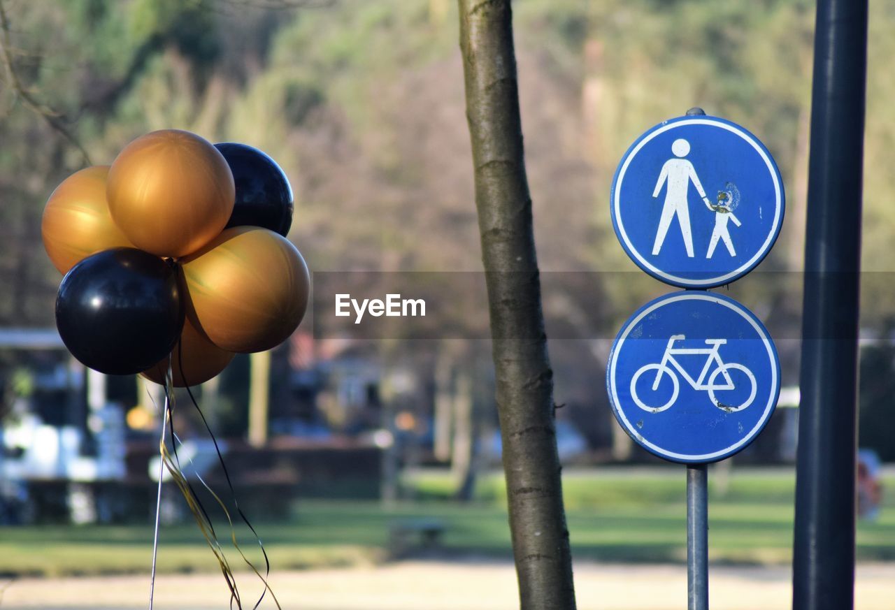 CLOSE-UP OF ROAD SIGN AGAINST TREES