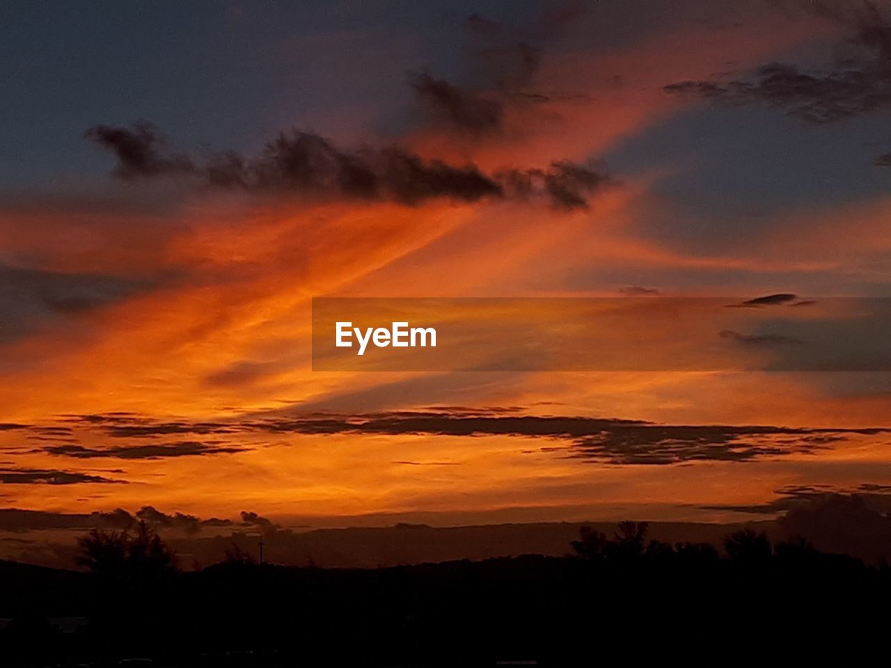 SCENIC VIEW OF DRAMATIC SKY OVER SILHOUETTE LANDSCAPE DURING SUNSET