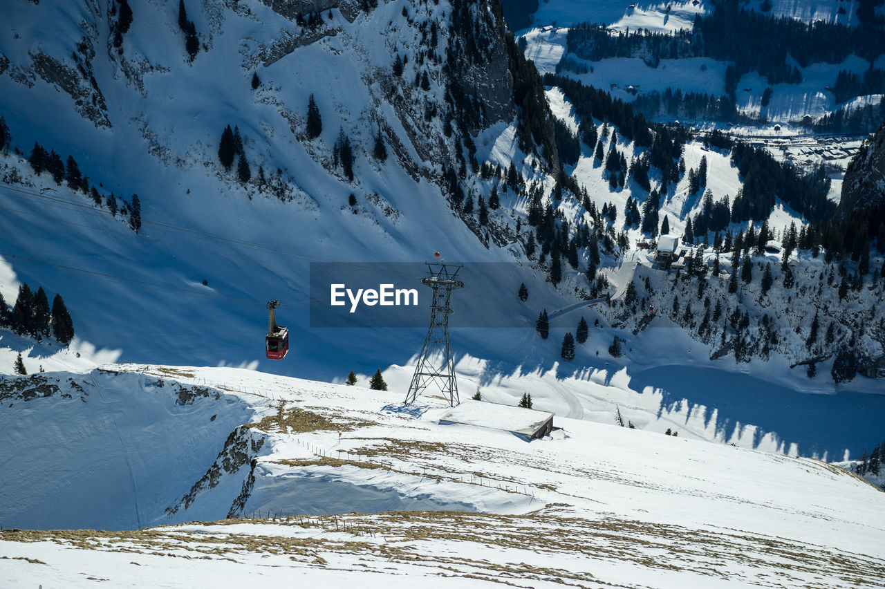 SCENIC VIEW OF SNOW COVERED FIELD AND MOUNTAIN