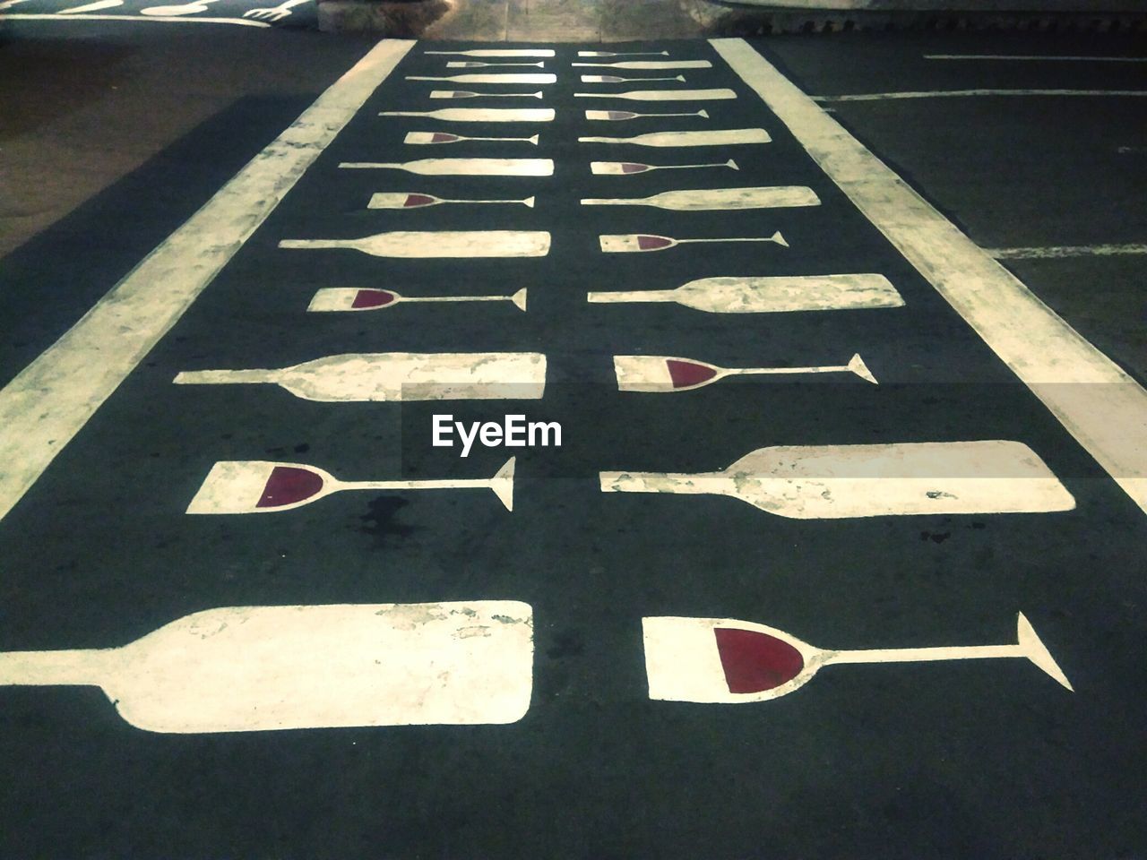 High angle view of marking on road