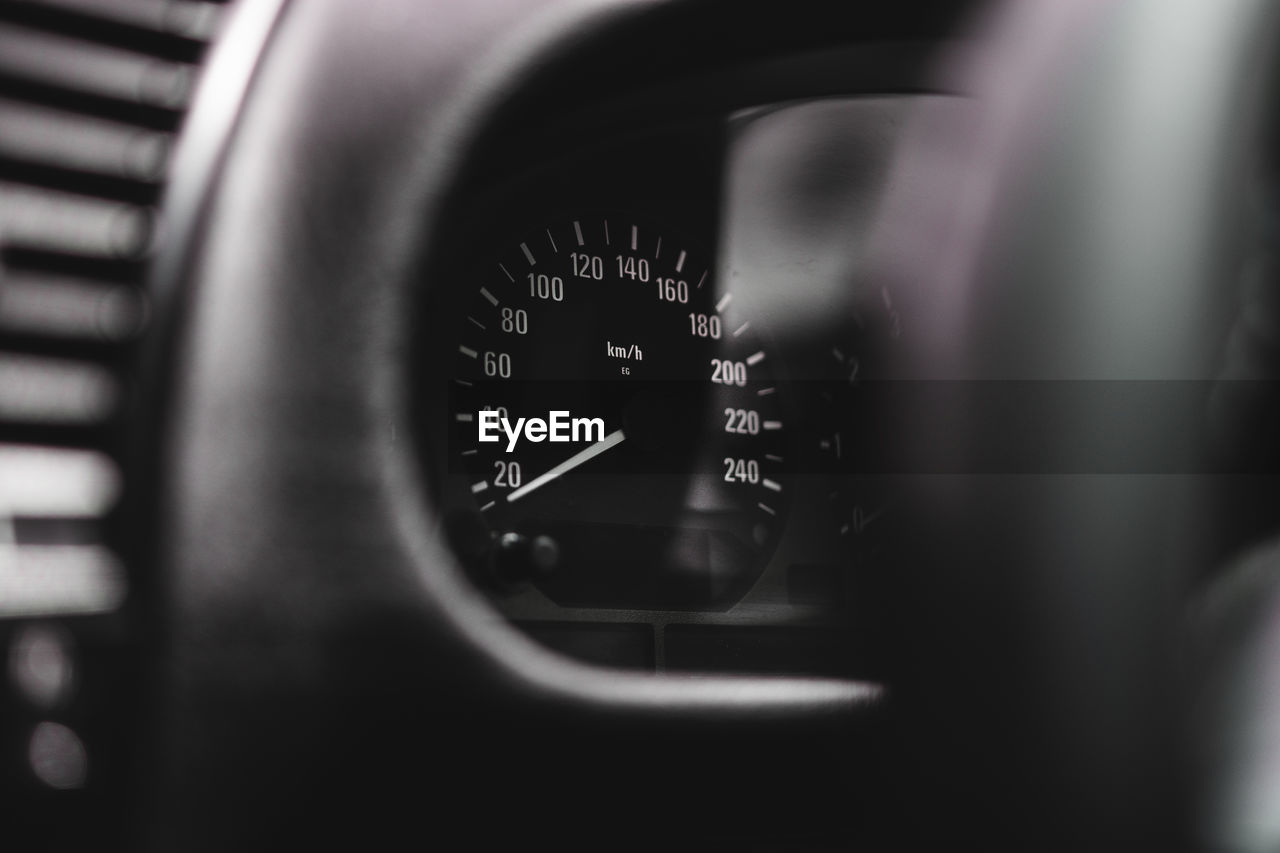 Close up of a dashboard with some blury depths.