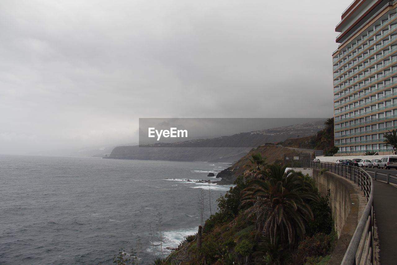 Scenic view of sea against cloudy sky